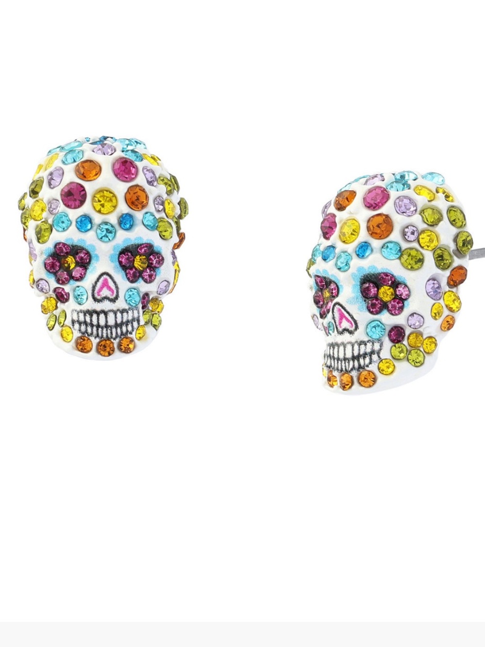 BETSEY JOHNSON WHITE SKULL RHINESTONE STUD EARRINGS  — NWOT